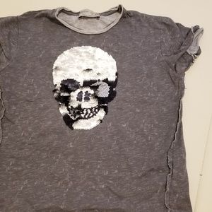 Zara boys reversible sequin skull shirt